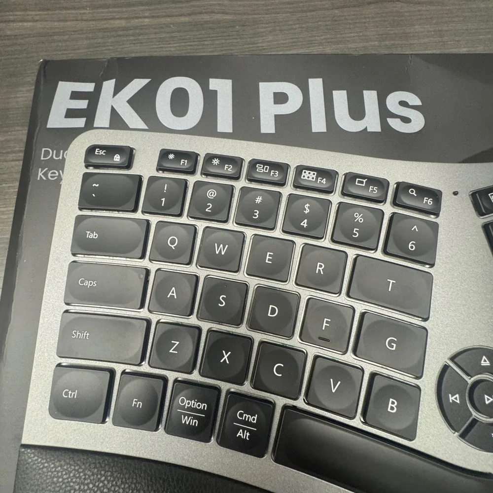 ProtoArc‎ EK01 Plus Ergonomic Wireless Keyboard Black Silver Excellent Bluetooth
